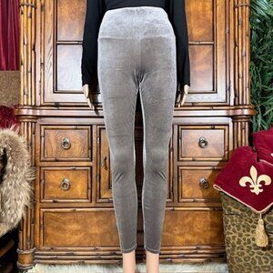 Marla Wynne Platinum Silver Velvet Tummy Slimming Legging